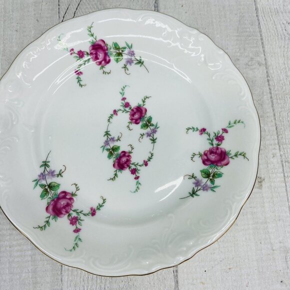 Royal Kent POLAND RKT3 Bavarian Rose Gold Trim Scallop China Salad Plates Set 4 - Picture 7 of 15